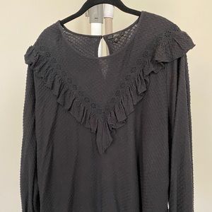 JCrew textured blouse with ruffle detail